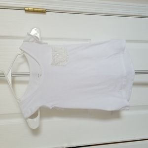 Justice White Capped Ruffle Sleeve Shirt